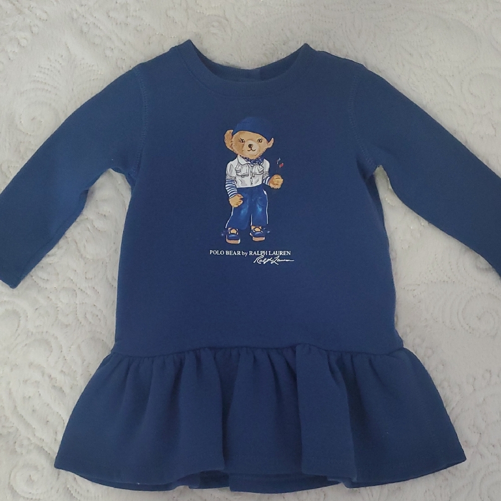 Ralph Lauren Blue Long Sleeve Dress with Flared Design